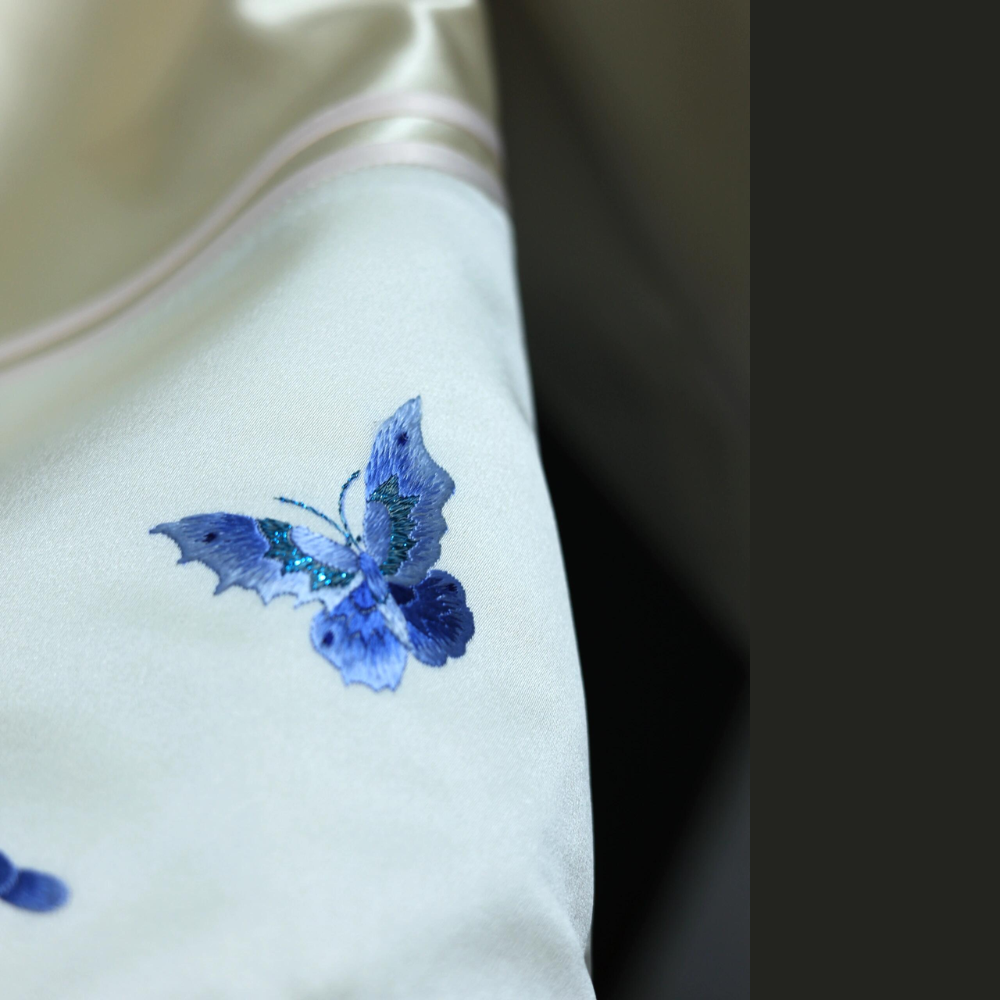 “Ethereal Elegance” Handcrafted Embroidery Silk Dress - Image 2