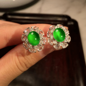Glassy Imperial Green Jadeite Earrings