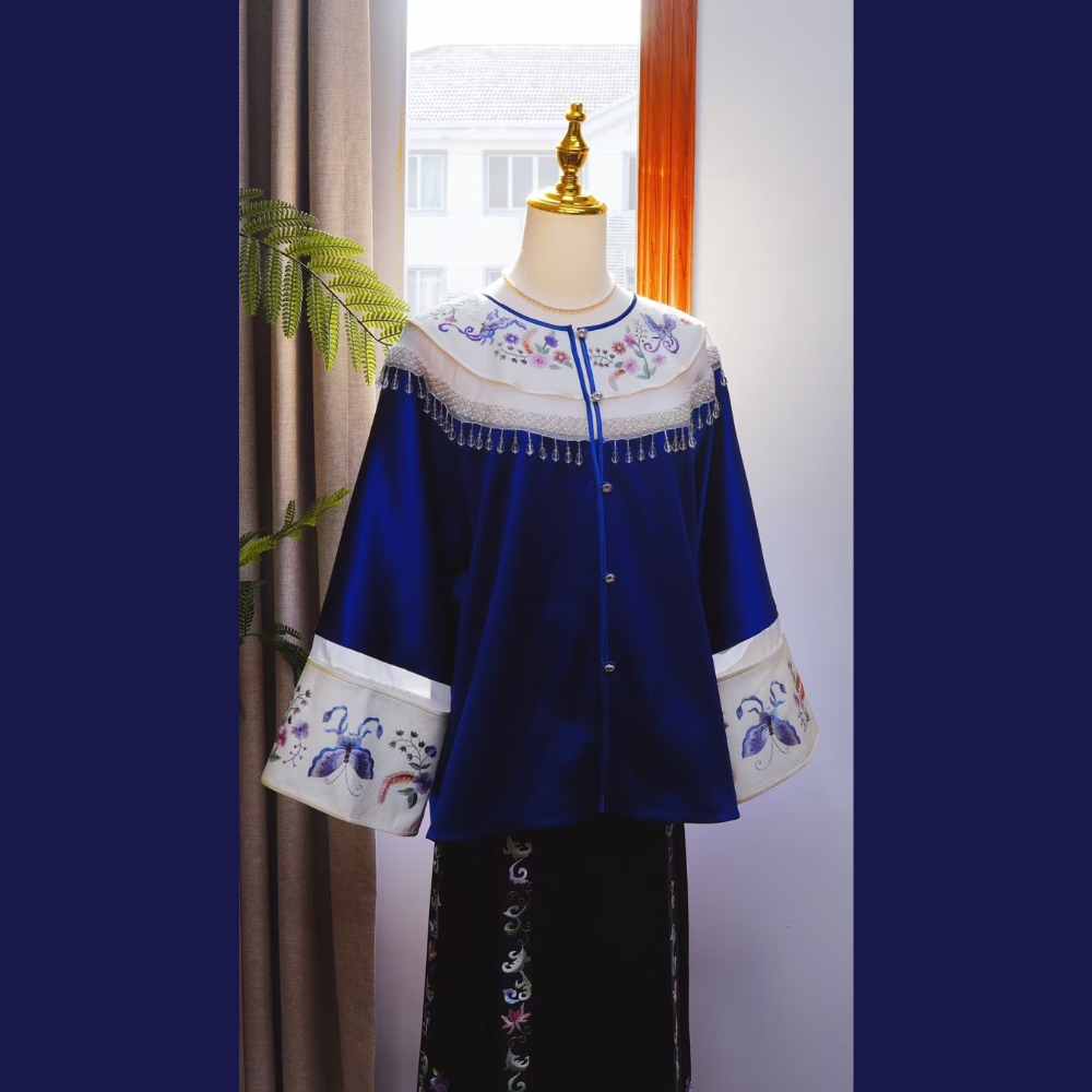 “Imperial Grace” Handcrafted Embroidery Silk Dress - Image 2