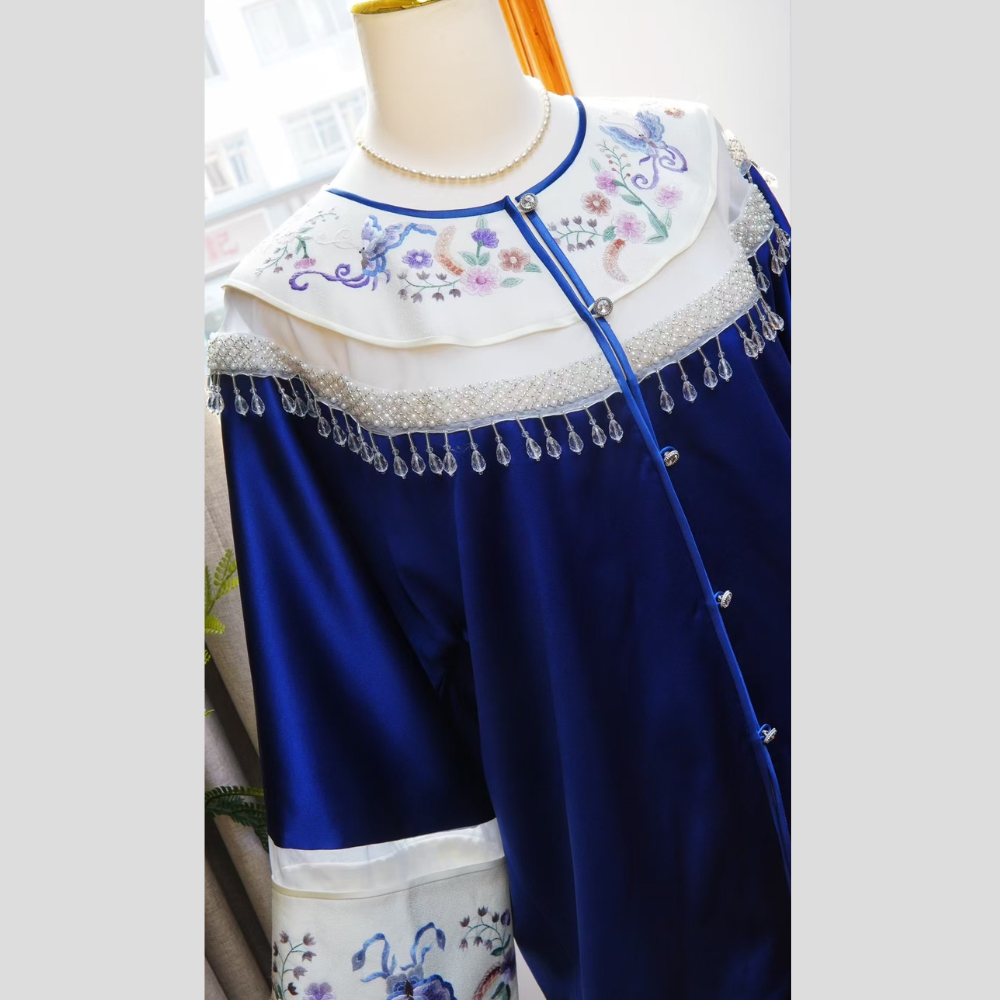 “Imperial Grace” Handcrafted Embroidery Silk Dress - Image 4