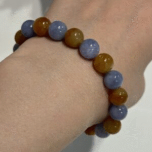 Purple-Yellow Round Bead Jadeite Bracelet