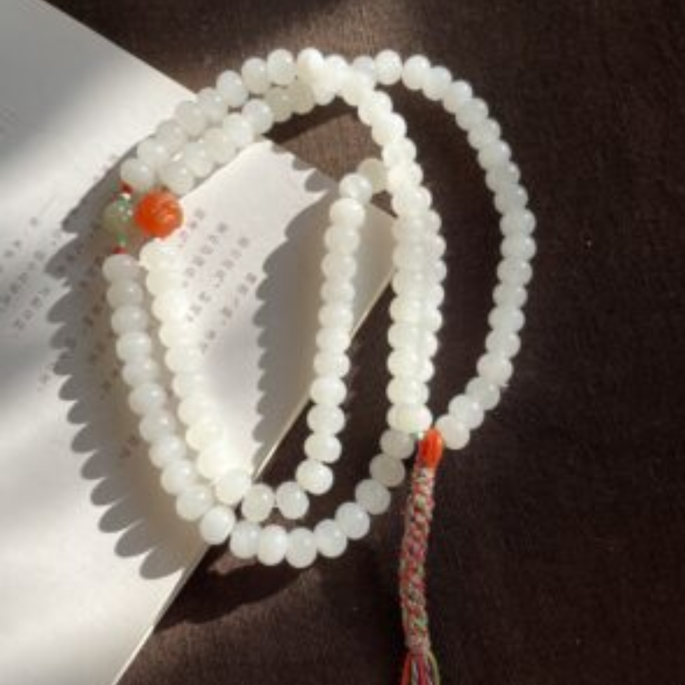 Serene Harmony 108 Buddha Nephrite Necklace – 7*8mm - Image 2