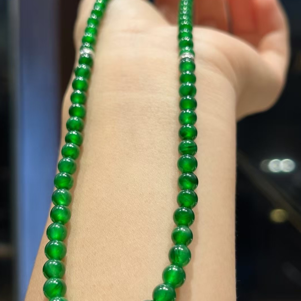 Vintage Imperial Green Jadeite Collarbone Chain - Image 2