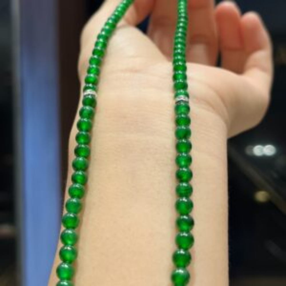 Vintage Imperial Green Jadeite Collarbone Chain - Image 3