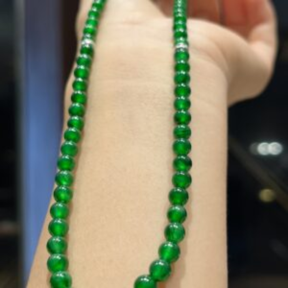 Vintage Imperial Green Jadeite Collarbone Chain - Image 4