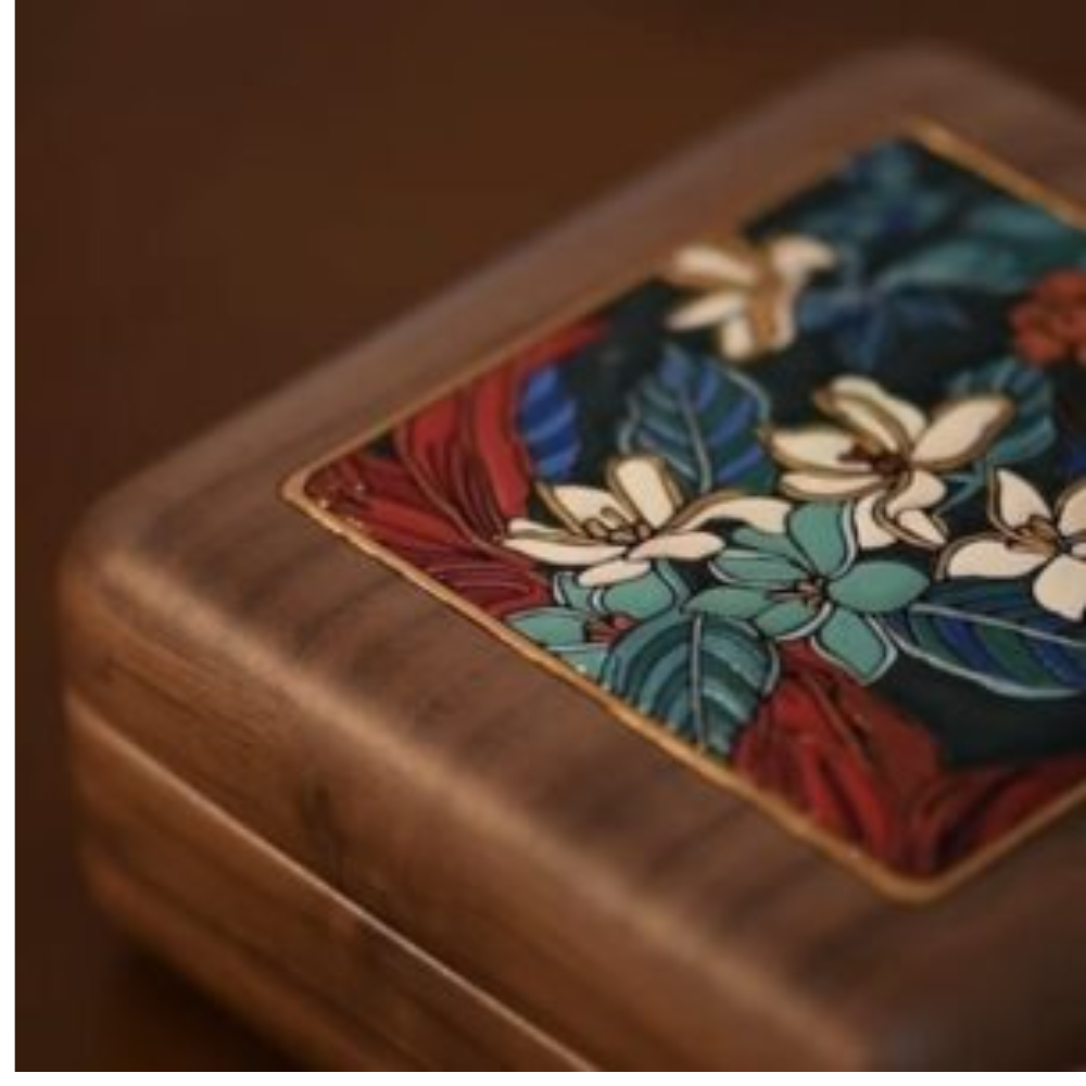 Wooden Jewelry Box with Hand-Painted Design - Image 2